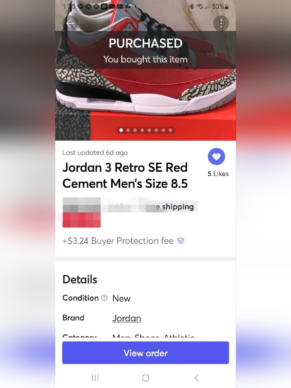 Nike Air Jordan 3 Retro SE "Unite/Red Cement" (Worn Once) Mens 8.5 Ships Today - Picture 13 of 16